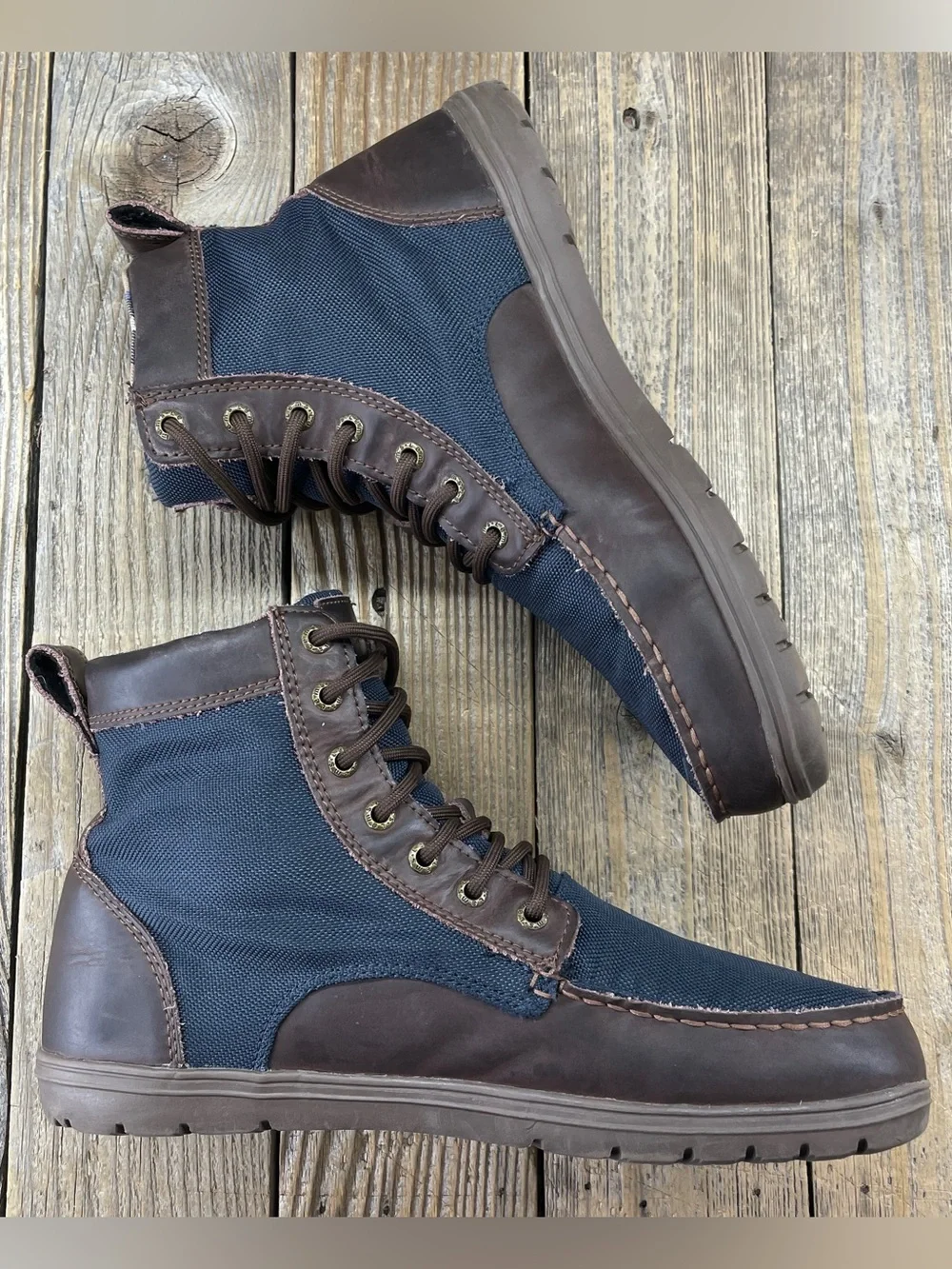 Lems Boulder Boot Mens Size 10 Navy Stout Zero-Drop Wide Toe Box Boots Comfort